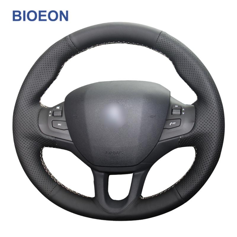 

Black PU Artificial Leather Hand Stitch Car Steering Wheel Covers for 208 2011-2020 2008 2013-2020