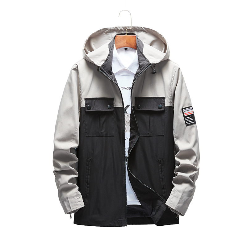 

2020 Spring and Autumn Clothes Men Jacket Size 5XL Outwear Hooded Wadded Coat Slim Parka Men's Hooded Fashion Printed Jacket, Red