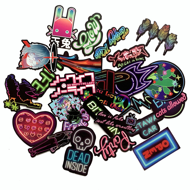 10 Sets=250PCS Neon Trend Sticker Car and Motorcycle Waterproof Sticker-image-578853140