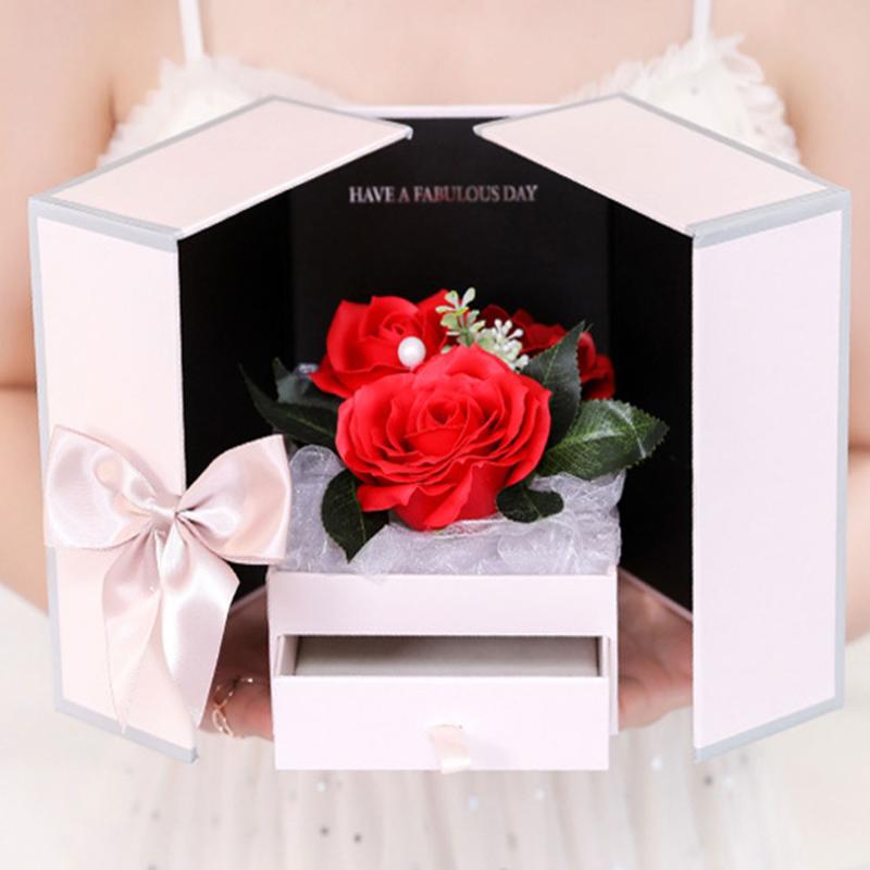 

Romantic Wedding Soap Rose Flowers Bath Body Supply Valentine's Day Gift Creative Jewelry Necklace Box Set for Girl's
