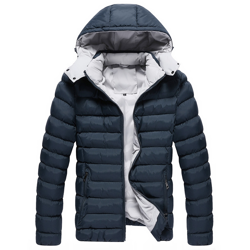

New Style Middle-aged Cotton-padded Clothes Men's Fashion Slim Fit Hooded Men's Cotton-padded Clothes Hooded Thick, Black