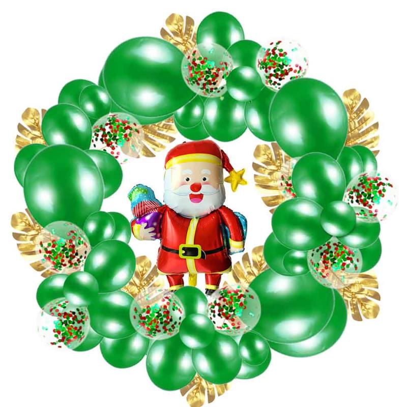 

74Pcs/Set Christmas Wreath Balloons Chain Turtle Leaf Sequin Balloon Set Balloons Red Green Happy New Year For Party Decorations