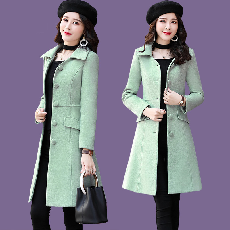 

Winter Women's Jacket 2020 Fashion New Brand Belt belt Slim Women Long Wool Overcoat Solid Casual Female Warm Coats High Quality, Camel
