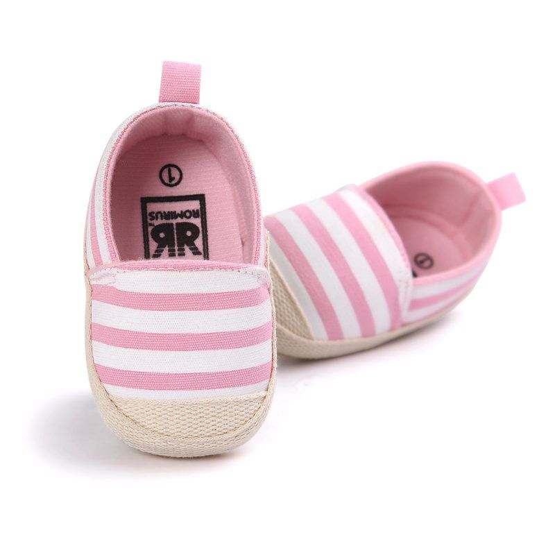 

Y27 Newborn Baby Boys Girls Striped Shoes Infant First Walkers Soft Sole Toddler Baby Shoes New, Pink