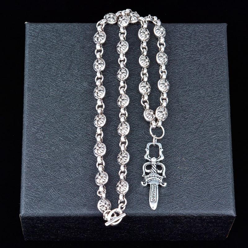 

luxury titanium steel ornament cross creative pendant necklace fashion men and women short sweater chain, Silver