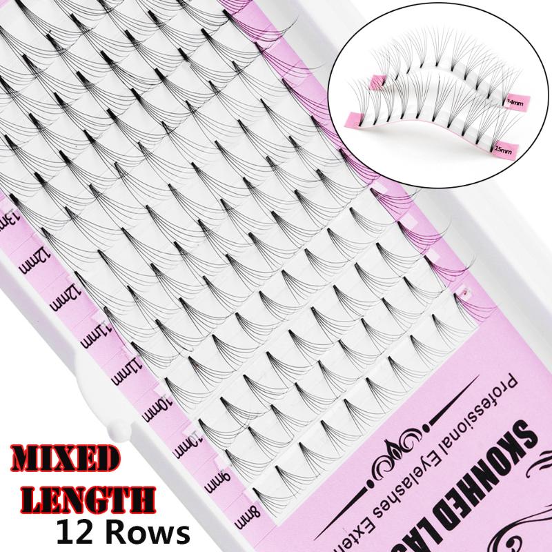 

3D~10D 12 Rows Mixed Length Premade Russian Volume Fans Lashes Faux Mink Eyelash Extensions Supplies Apply Quickly 0.07 C/D Curl