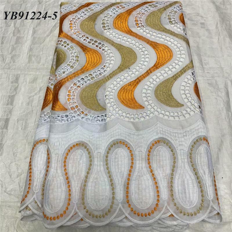 

African fashion design High quality fashion style voile cotton fabric 5 yards use for wedding party cloth
