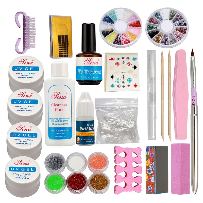 

Full Acrylic Glitter Powder Glue File French Nail Art UV Gel Tips Kit Kit- #168