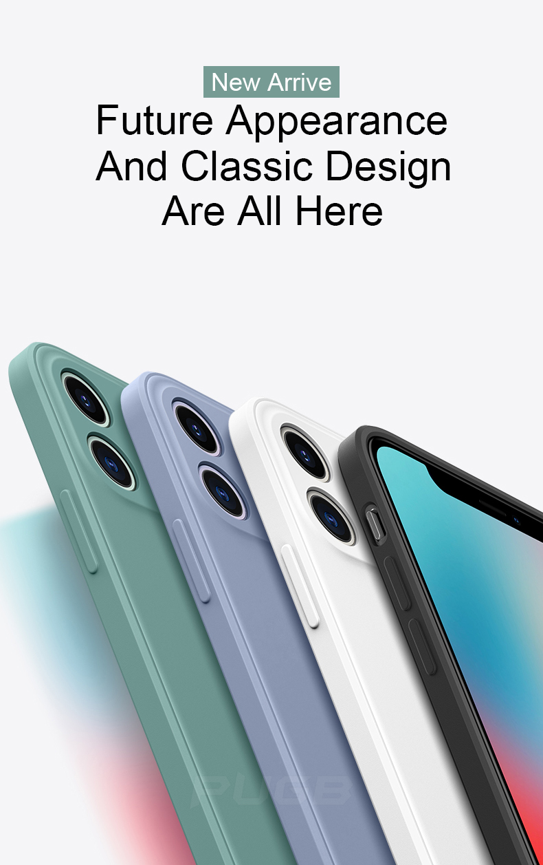 

Luxury Square Liquid Silicone soft Case For iPhone 11 Pro Max 12 xs max xr 7 8 Plus Shockproof Phone Cover, Mix 4colors
