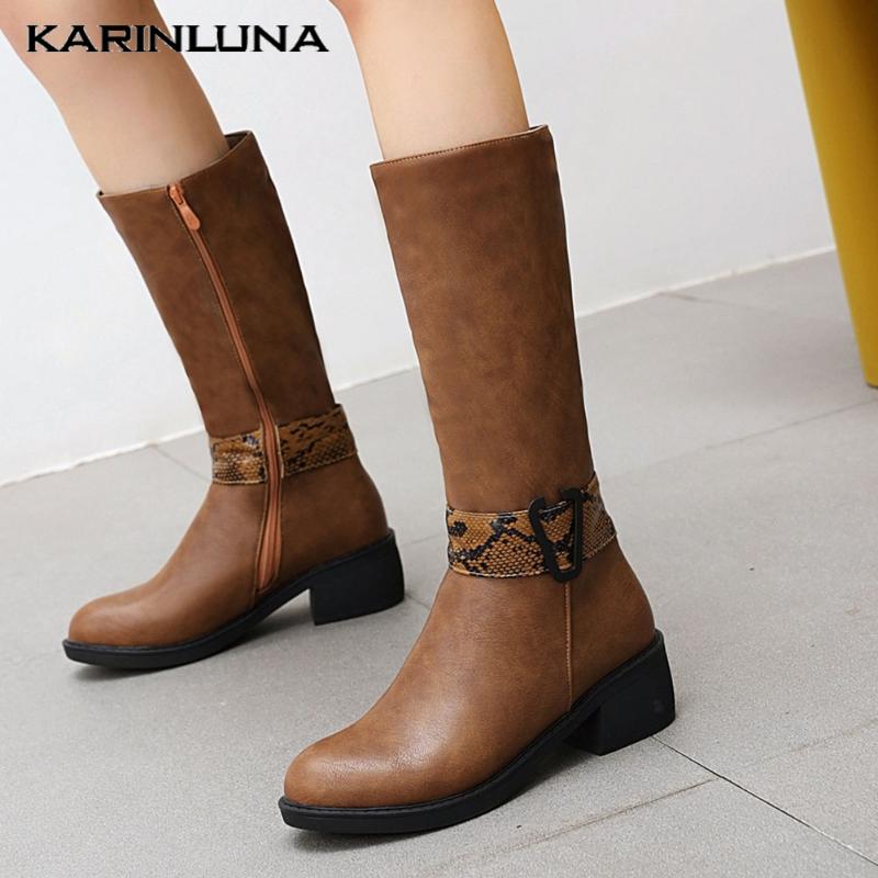 

women's New Arrivals Plus Size 43 Winter Shoes Fashion Vintage mid-calf Riding Boots, Black