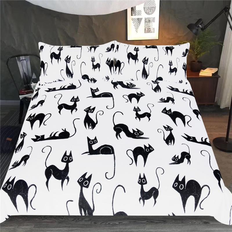 

Adult Duvet Cover Set 3D Printed Animal Cat Comforter Bedding Sets King Size Single Full Double Bed Linen Flat Sheet, As pic