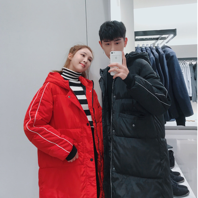 

Winter New Long Coat Men's Warm Fashion Parka Solid Color Casual Hooded Coat Man Streetwear Loose Cotton Male Clothes -2XL, Black