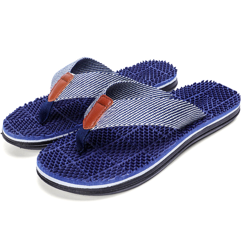 

men flip flops massage slippers soft breathable sandals textile strap wear-resistant anti-slip shoes for summer beach, Black