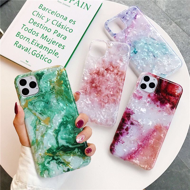 

Griotte Phone Case For Apple iPhone 12 mini 11 Pro Max XR XS Max 7 8 Plus Dream Conch Glossy Marble Soft IMD iphone 12 Pro Max Silicon Cover