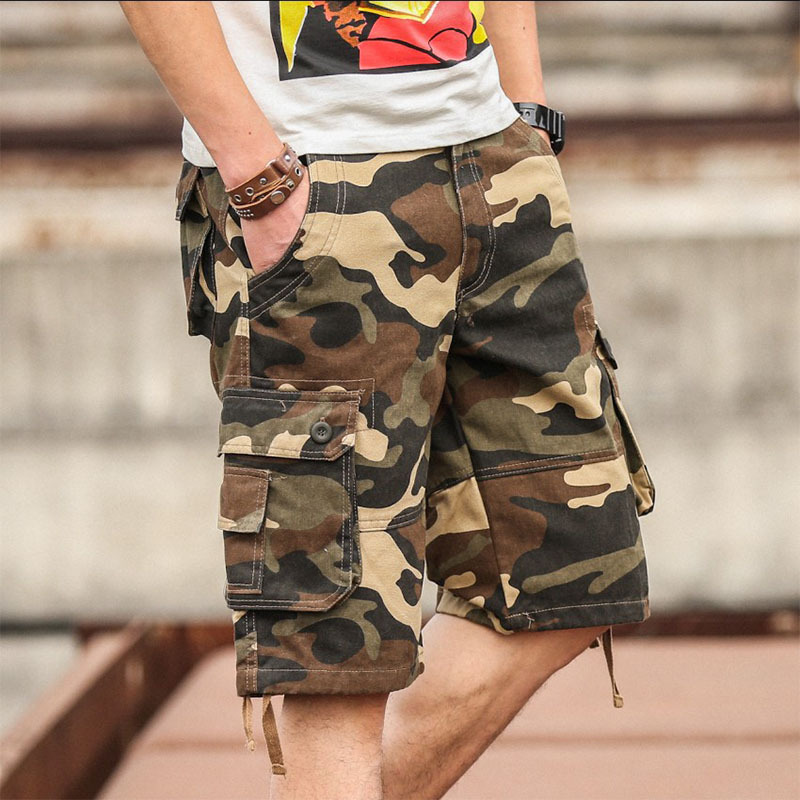 

Men'S Casual Shorts Summer Camouflage Pants Men'S Shorts Casual Workwear Beach Breeches Multi-Pockets Fashion -40, Black and white camouflage