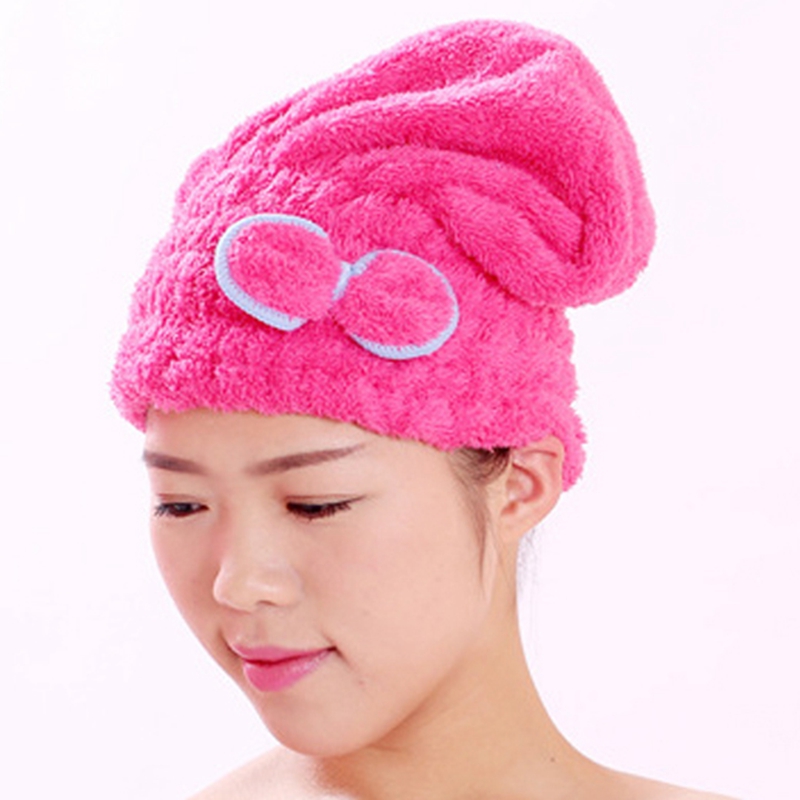 

Drying Bow Turban Dry Quick Coral Fleece Bath Hat Magic Hair Towel BC Hat Makeup Dry Wrap Water BH1053 Towel Cute Bath Cap Absorption H Smpc