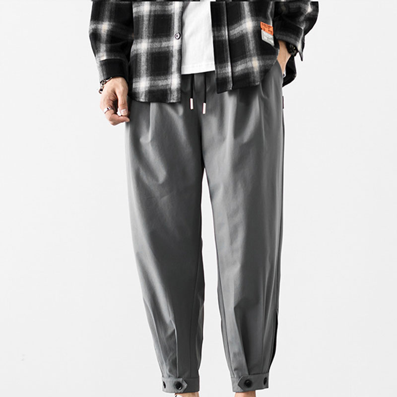 

Men's Trousers Ankle-Length Pants Cotton Linen Wide Leg Pants Summer Loose Casual Fitness Straight Stretch Bloomers, Khaki