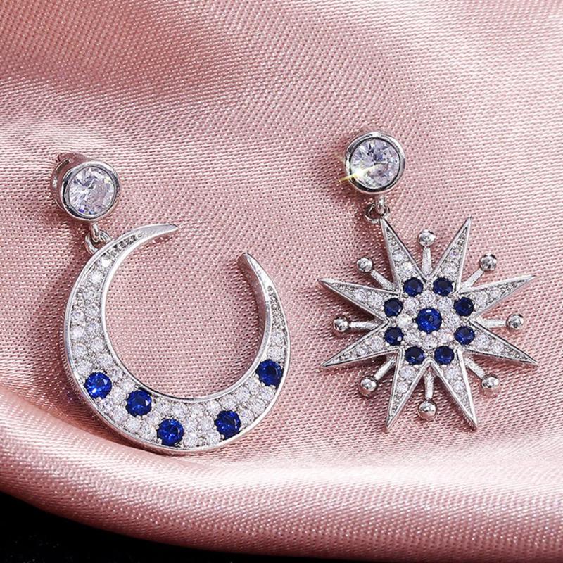 

Modyle Korean Moon Star Crystal Asymmetrical Drop Earrings For Women Unique Geometric Statement Earrings 2020 Fashion Jewelry