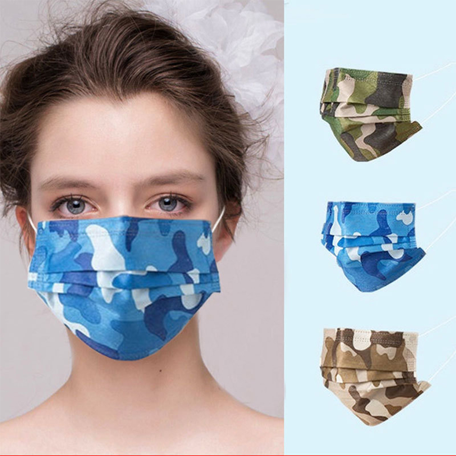 

Camouflage camo adult printed disposable face mask mascarilla dustproof breathable three-layer military shiled cover free dhl