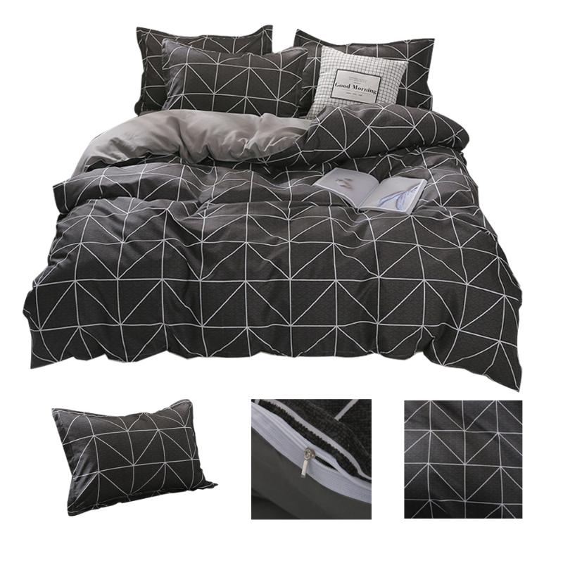 

Luxury Bedding Sets King Queen Double Single Size Plaid Bed Linens Cotton Sheet Lattice Design Duvet Cover Set Black, Plaid bedding set