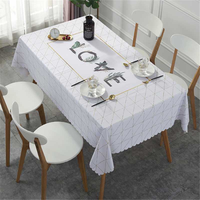 

English Simple Pink Firebird tablecloth Waterproof Oilproof Thick Rectangular tablecloth on the table Dining tapete, White