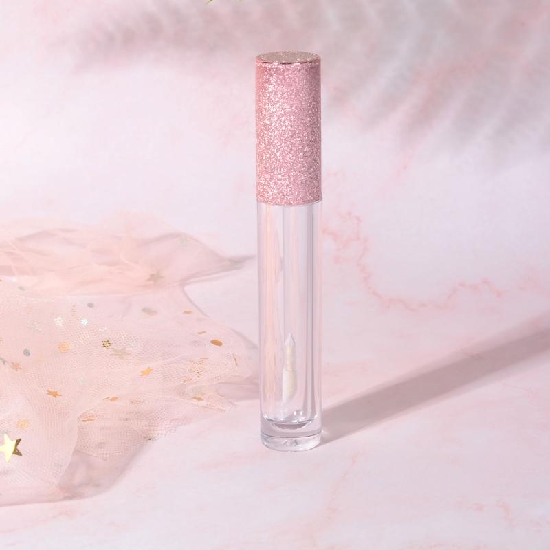 

6ml Abs Gold Pink Long Lip Gloss Tube Glitter Pink Plastic Lip Glaze Tube Sample Vials Lipstick Bottle Eyelash Brush Container