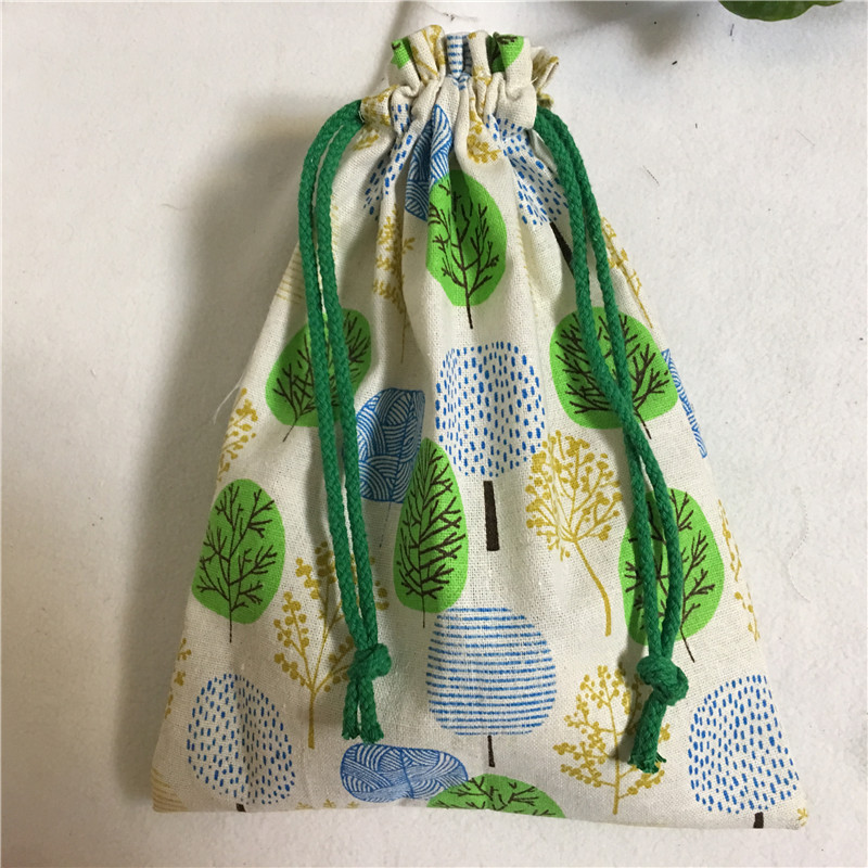 

1pc Handmade Cotton Linen Drawstring Multi-purpose Organizer Gift Bag Green Blue Khski 8123G