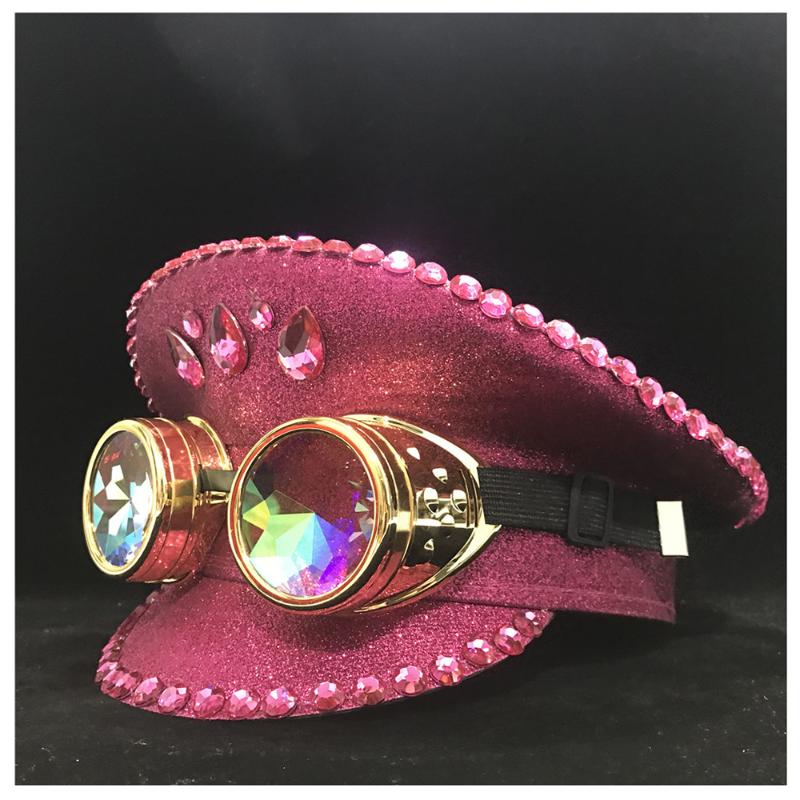 

Women New Fashion Pink Hat With Metal Classes Performance Hat Captain Adult
