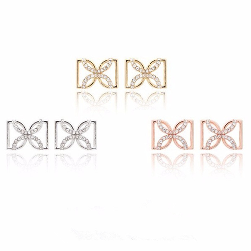 

Fashion star with Crystal earrings Imitated pearl earrings bow string Pierced letter D Female