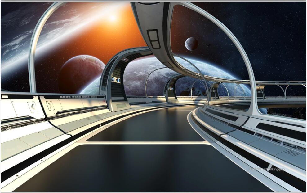 

3d wallpaper custom photo mural Cool spaceship science fiction scene bar KTV home decor 3d wall murals wallpaper for living room, Non-woven wallpaper
