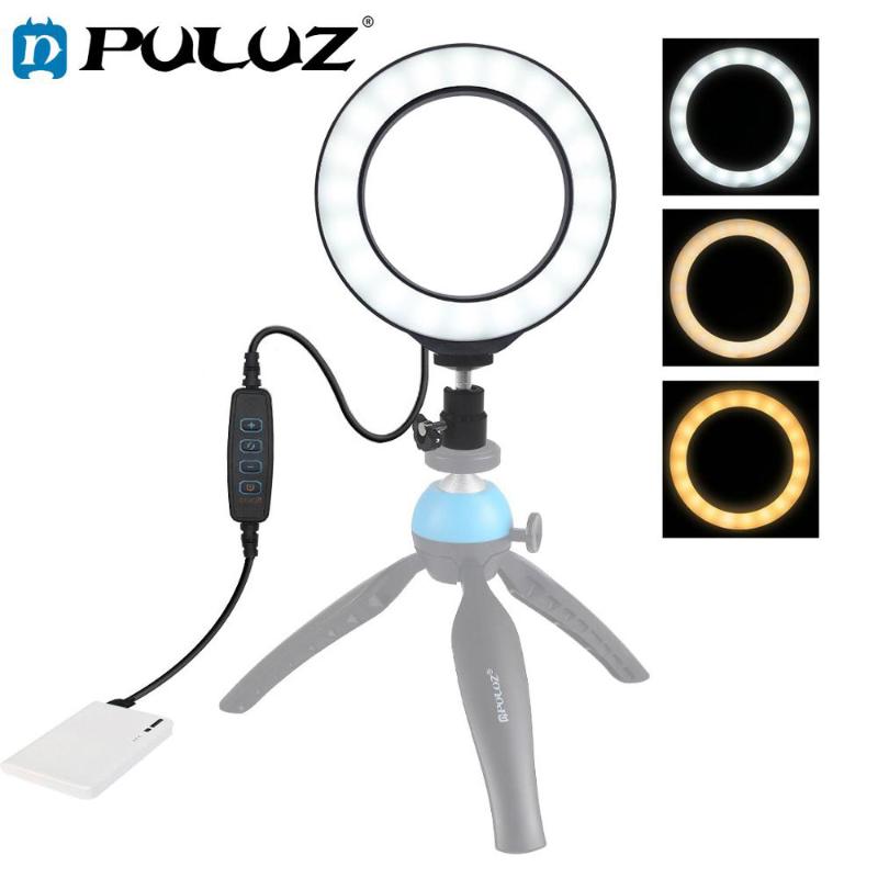 

PULUZ 4.7/6.2 inch USB 3 Modes Dimmable Photography Selfie Ring Light LED Video Light For Blogger&Cold Shoe Tripod Ball Head