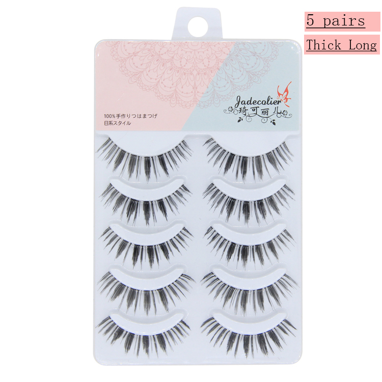 

New 5 pairs Japanese style false eyelashes cheap price thick long strip fake lashes beauty makeup tools