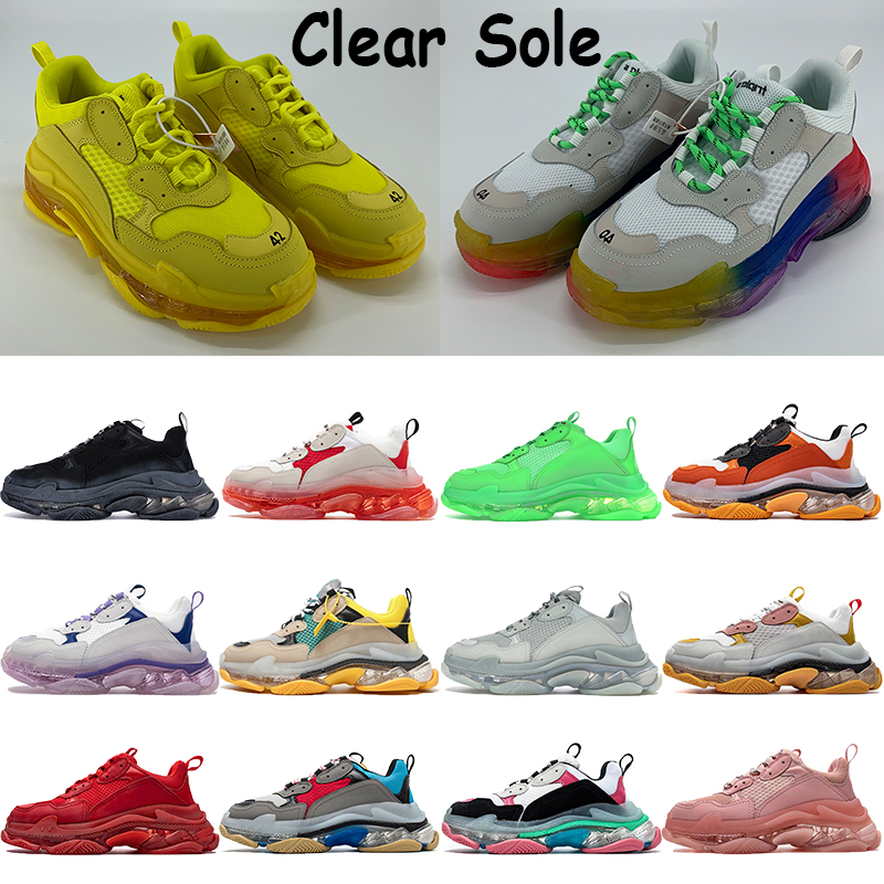 

Men women platform shoes triple-s clear neon green yellow beige gym red blue white grey black orange rainbow sole mens casual sneaker, Bubble wrap packaging