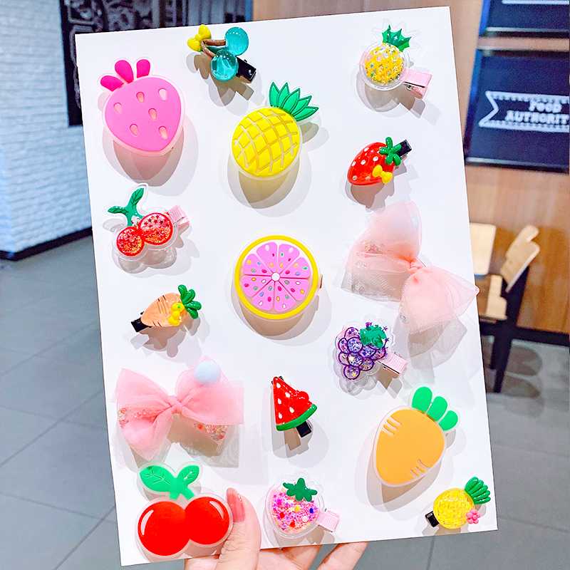 

4PCS/Set New Girls Cute Fruits Bow Hairpins Sweet Children Hair Clips Barrettes Hair Ornament Headband Fashion Accessories