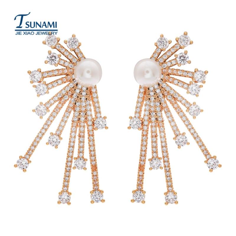 

The of exaggerated zircon pearl earrings Woman/girl's jewelry zircon studs ER-098
