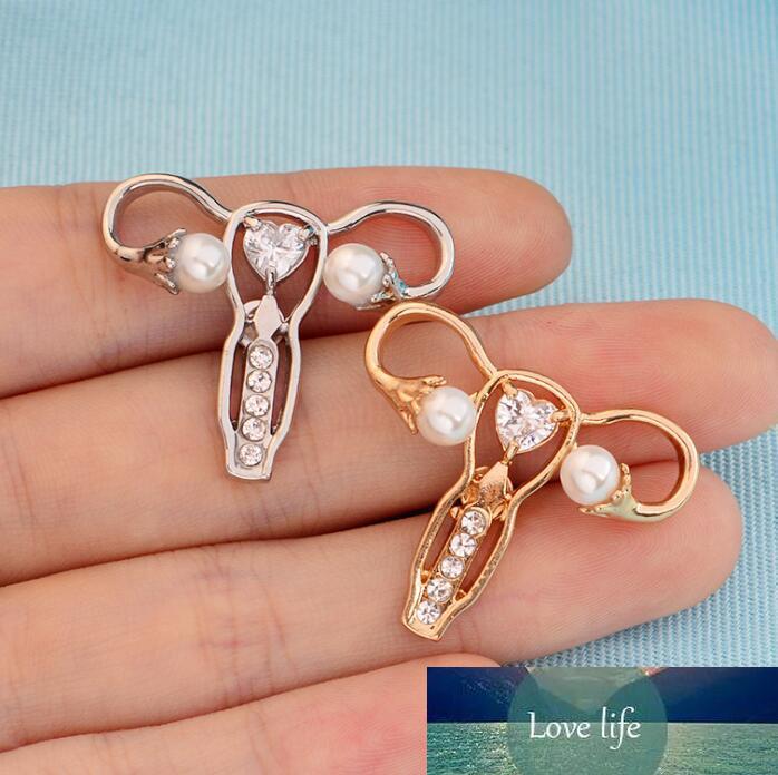 

Europe Human organ modeling Alloy Brooch Pins Pearl Zircon Maternal Uterus Shirt Lapel Pin for Women