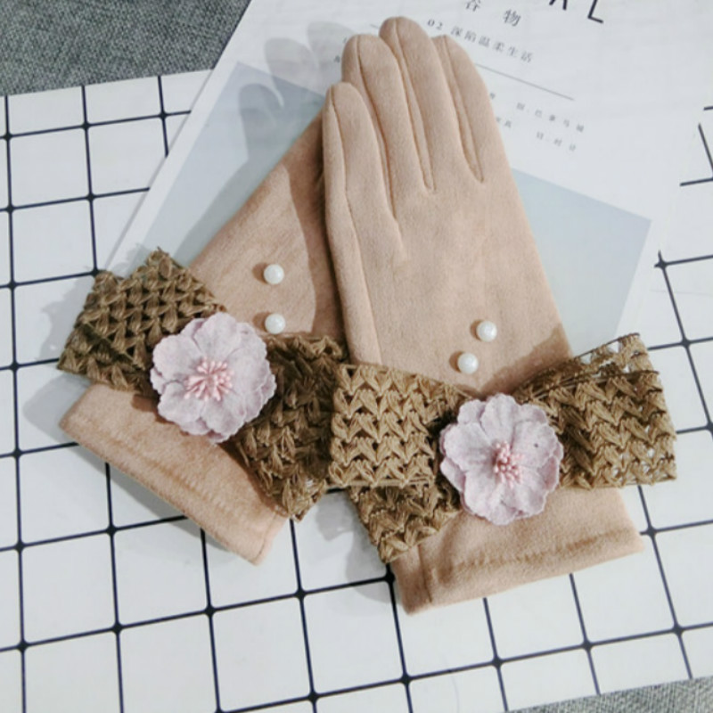 

women winter adult fashion flower Gloves Mittens