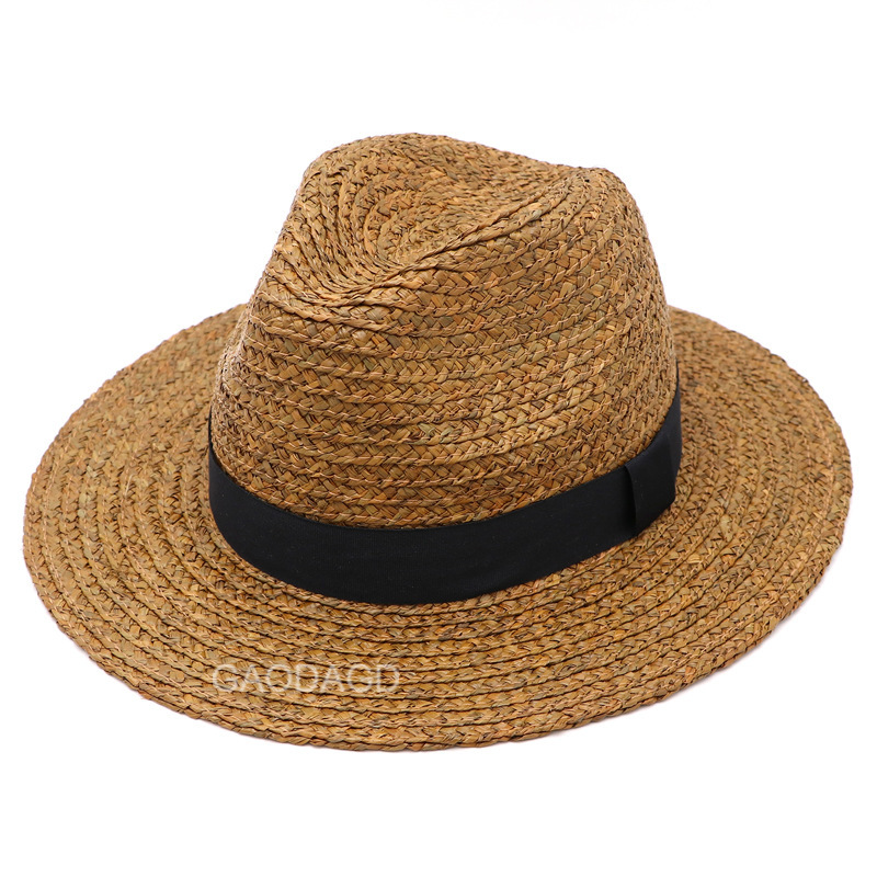 

Large Size Panama Hat Big Bone Men Women Beach Wide Brim Fedora Cap High Quality Plus Size Raffia Straw Hats 57cm 59cm 61cm 63cm, Black