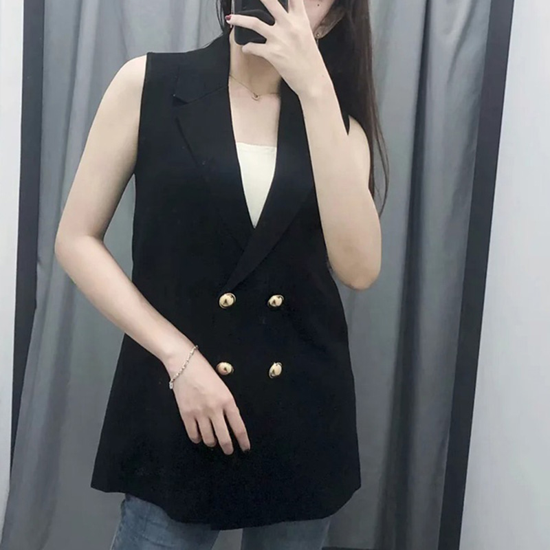 

2020 Women Autumn Spring Kintting Vest Waistcoat Lady Office Wear Long Waistcoat Lady Coat Casual Sleeveless Vest Jacket, Black
