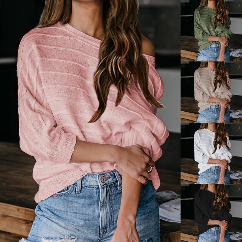 

Women' Solid Color Sweater Knitted Sweater Round Neck Loose Large Size, Pink