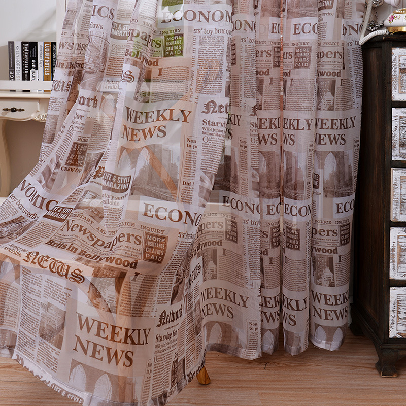 

English newspaper tulle curtains for living room bedroom sheer curtain windows treatment home decoration, As the picture