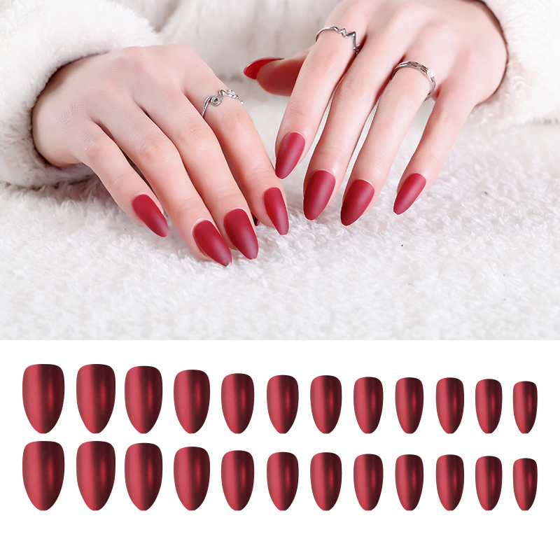 

24pcs/set Matte Artificial Nail Tips Almond Shape False Nails Soft Full Cover Fake Stiletto Nails Art Salon 20 Colors Option, F13