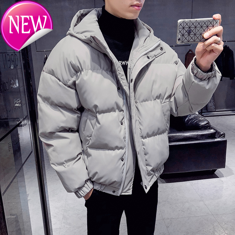 

youth Winter new fashion men's casual pure color thickened hat loose large size long sleeve trend cotton clothes, Black