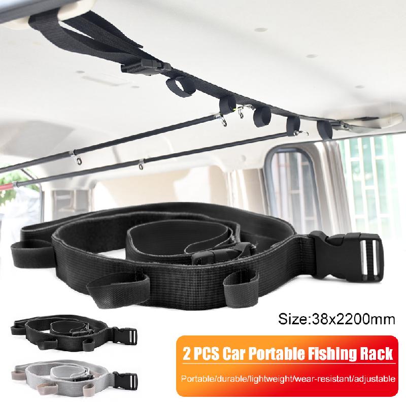 

2PCS Portable Fishing Rack Car Fish Rafter Nylon Fishing Rod Strap Rod Saver Vehicle Carrier