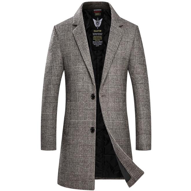

Winter Men woolen Overcoat Mens Slim Dust Coat New Men's plaid Trench wool coats Male Outerwear Greatcoat Overcoats 4XL Tops, Grey