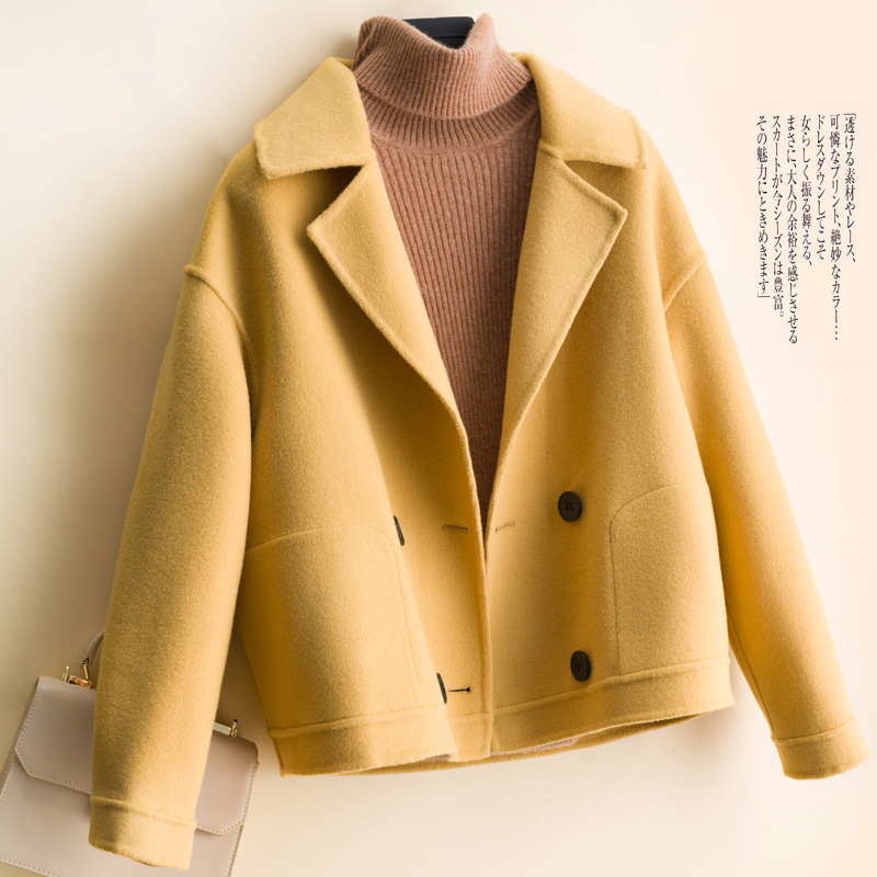 

KMETRAM Wool Coat Female Jacket Autumn Winter Jacket Women 100% Wool Coat Women Clothes 2020 Korean Jackets Abrigo Mujer CS9217, Yellow