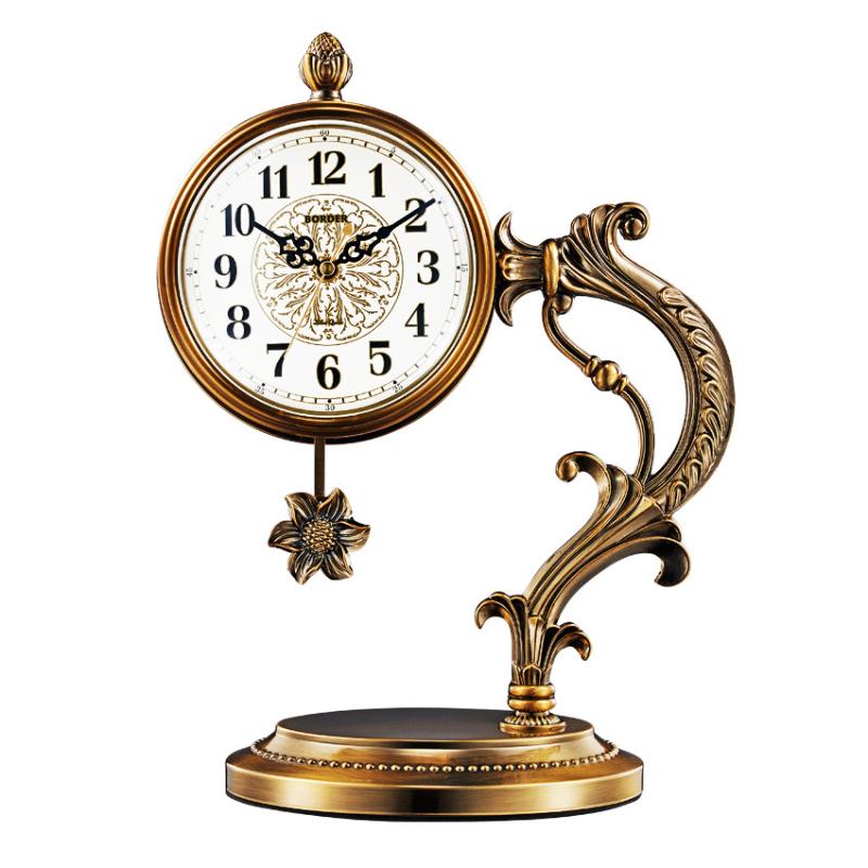 

Simple Vintage Table Clock Pendulum Clock Living Room Bedroom Desktop Decor Europea Style Craft Mute Desktop OrnamentsLA24