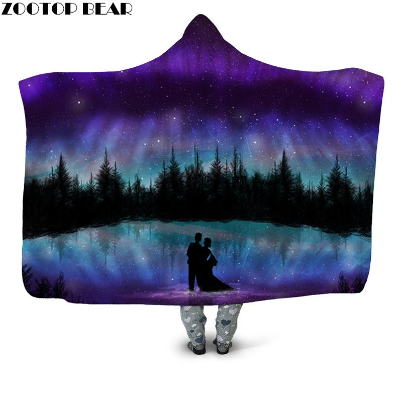 

Beautiful Couple 3D Print Hooded Blanket Wearable Blanket for Adult Cover Casual Plush Home Sofa Bedding Fashion Office