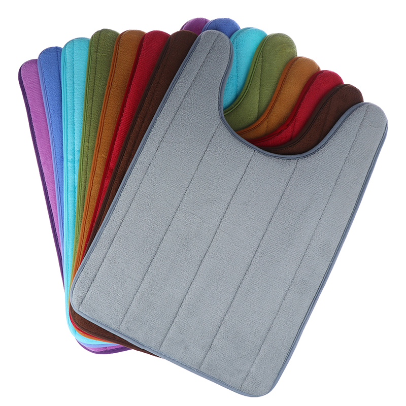 

U-Shaped Memory Foam Bath Mats Toilet Mat Bathroom Coral Fleece Carpet Rug Anti-slip Floor Carpets Home Decor