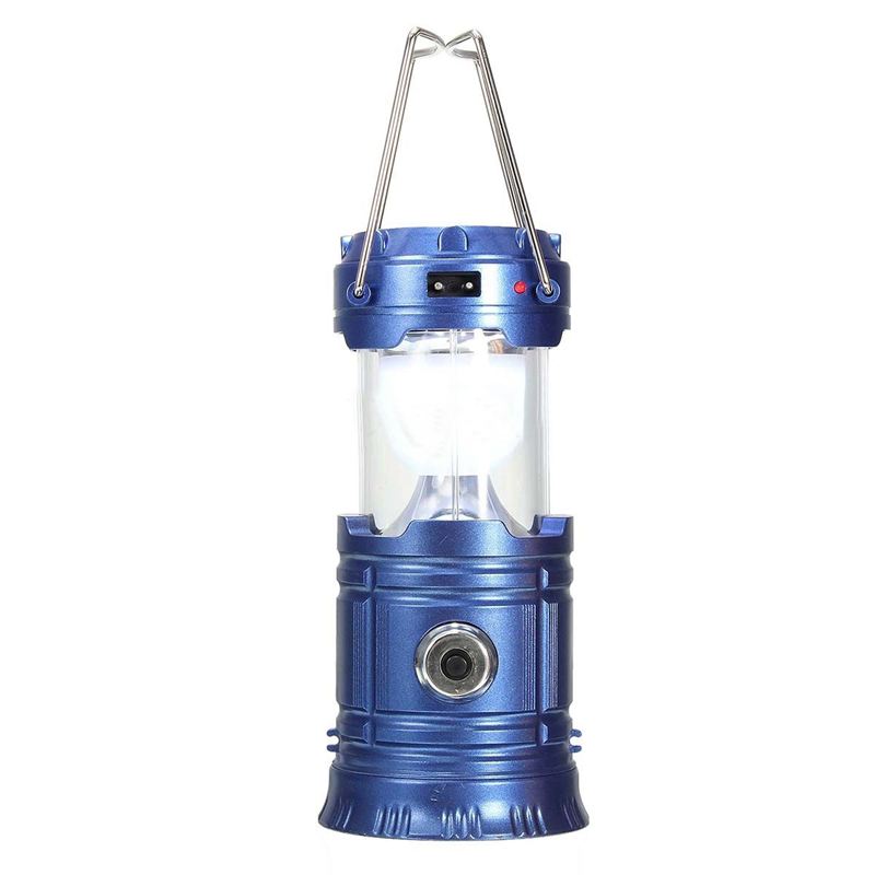 

Top-Portable USB Solar Power LED Camping Lantern Tent Hiking Torch Lamp Light Hang, Blue